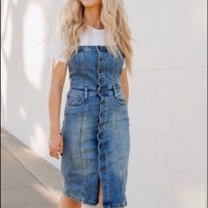 Free People denim jumper dress size 0 light wash
